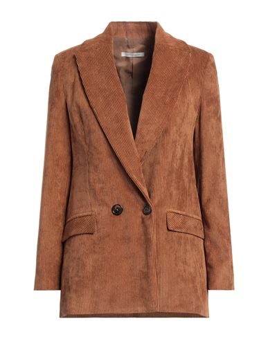 Angelo Nardelli Man Suit jacket Cocoa Size 44 Virgin Wool, Cotton, Linen