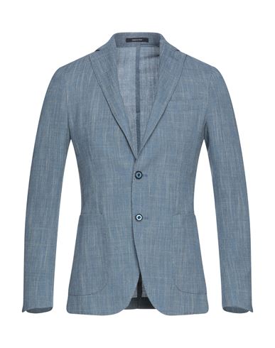 Angelo Nardelli Man Suit Jacket Blue Size 50 Virgin Wool, Cotton, Linen