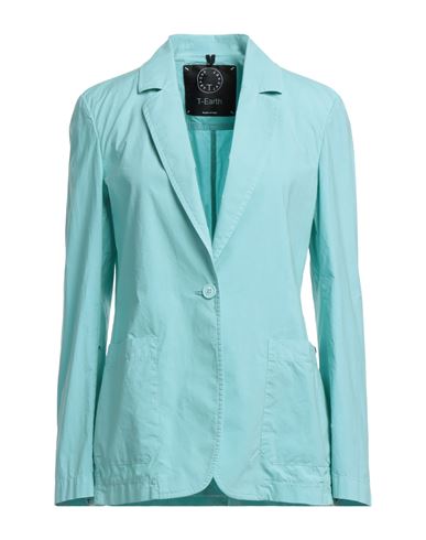 T-jacket By Tonello Woman Blazer Turquoise Size M Cotton, Elastane In Blue