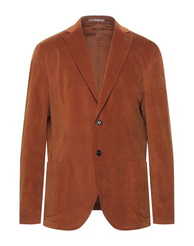 Angelo Nardelli Man Suit jacket Brick red Size 40 Virgin Wool, Cotton, Linen