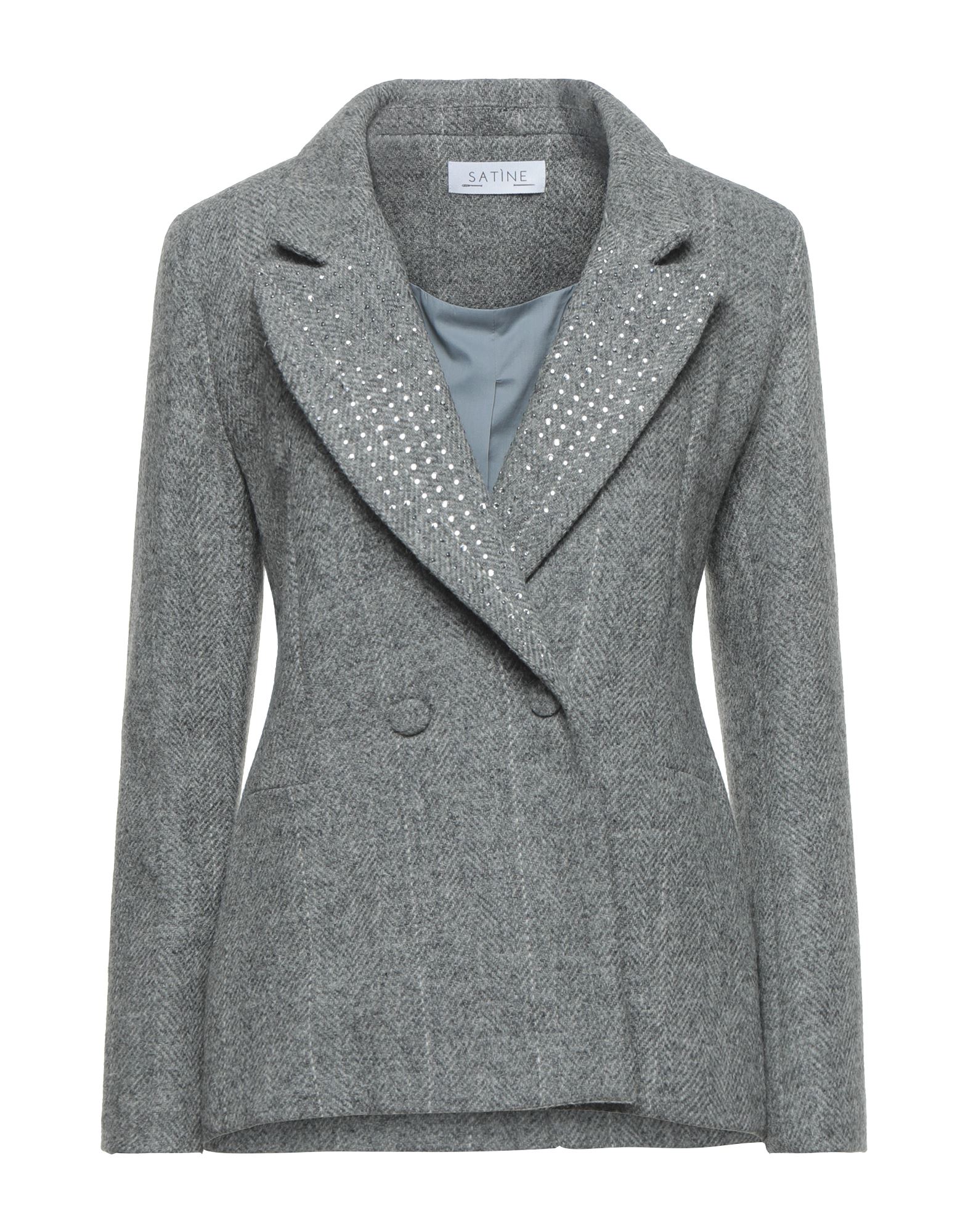 Satìne Woman Blazer Grey Size M Wool