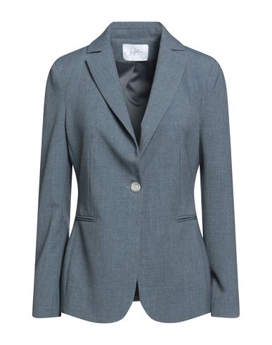 Soallure Woman Suit Jacket Slate Blue Size 4 Polyester, Viscose, Elastane