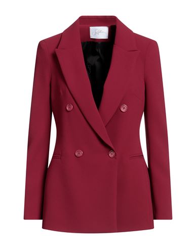 Soallure Woman Suit Jacket Burgundy Size 10 Polyester In Red