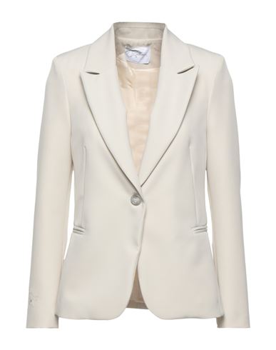 SOALLURE SOALLURE WOMAN SUIT JACKET IVORY SIZE 8 POLYESTER, ELASTANE