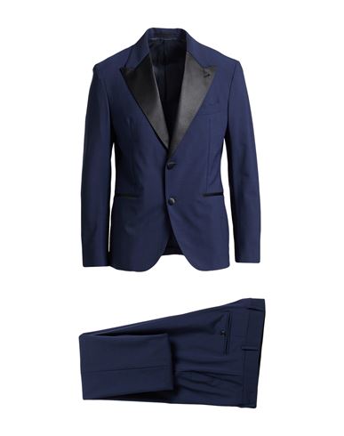 Eleventy Man Suit Navy Size 40 Wool, Elastane