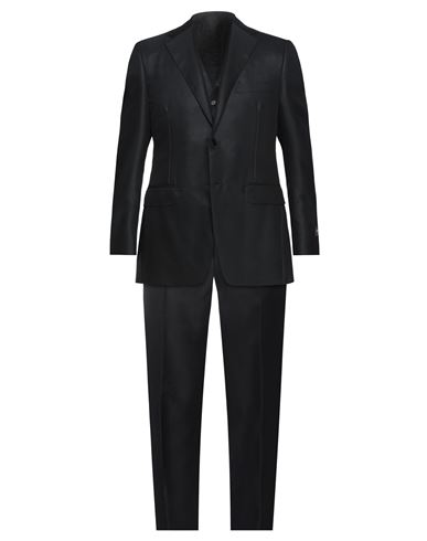 Canali Man Suit Black Size 46 Wool, Silk