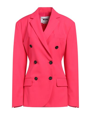 Msgm Woman Blazer Fuchsia Size 4 Polyester, Virgin Wool In Pink