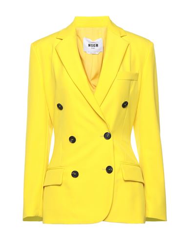 Msgm Woman Blazer Yellow Size 10 Polyester, Virgin Wool In Yellow