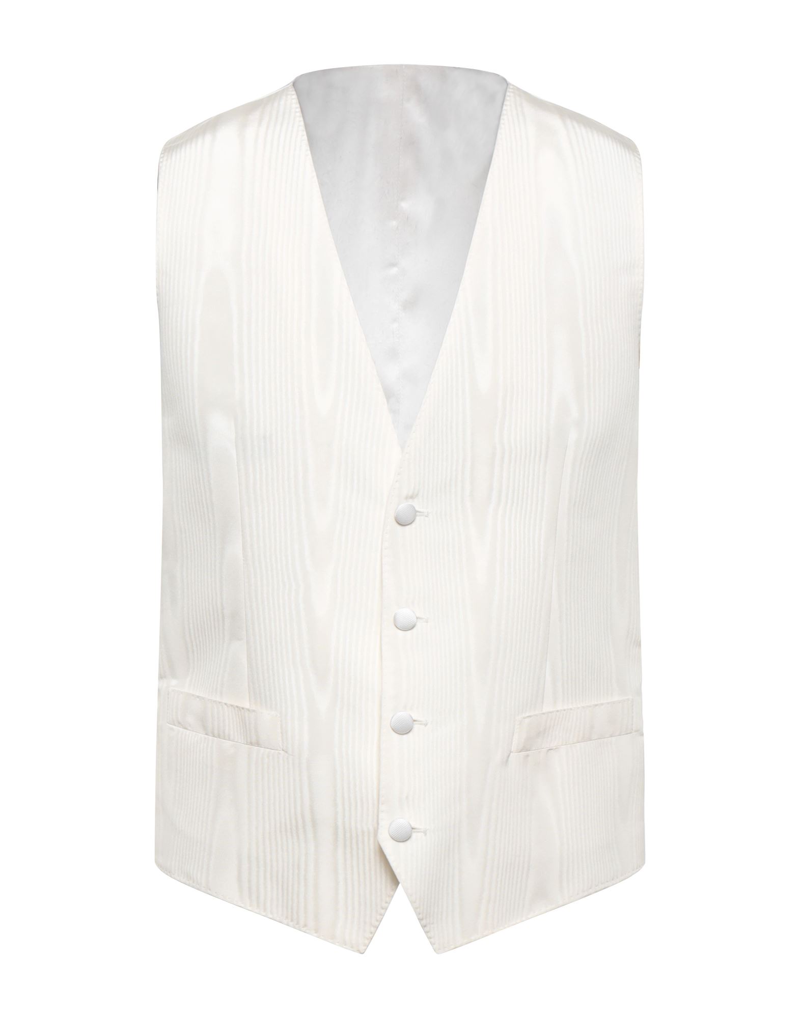 Dolce & Gabbana Man Vest Ivory Size 44 Silk In White