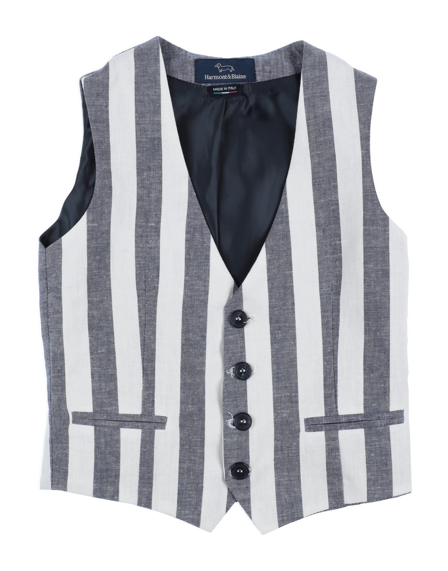 Harmont & Blaine Man Tailored Vest Midnight Blue Size 6 Viscose, Linen