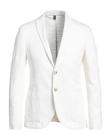 Asfalto Man Suit Jacket White Size 34 Cotton, Elastane
