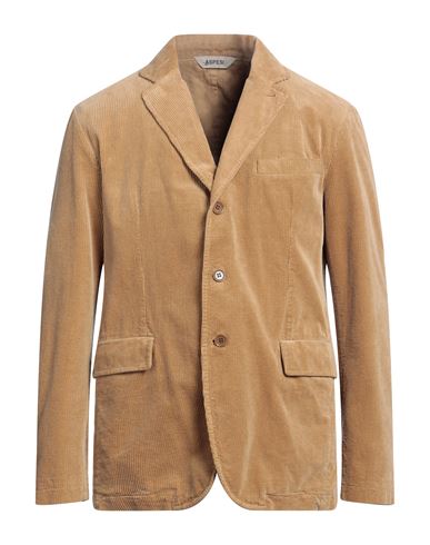 Aspesi Man Suit Jacket Camel Size 40 Cotton In Beige