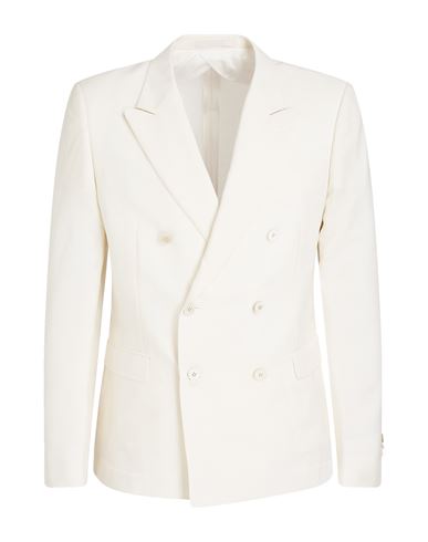 Valentino Garavani Man Blazer Ivory Size 38 Mohair Wool, Virgin Wool, Wool, Cotton, Viscose In White