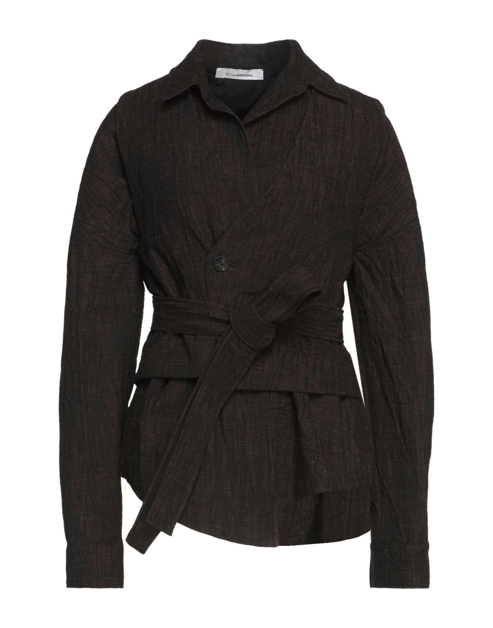 Shop Nostrasantissima Woman Blazer Dark Brown Size 6 Cotton, Wool, Polyamide