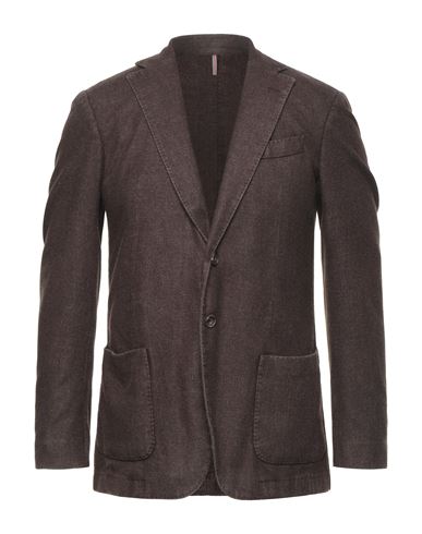 Santaniello Man Suit Jacket Dark Brown Size 36 Wool, Polyester