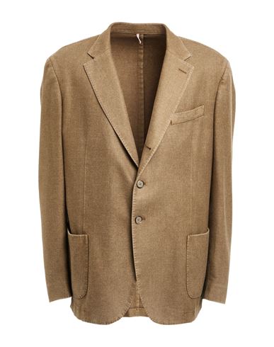 Shop Santaniello Man Blazer Khaki Size 48 Wool, Polyester In Beige