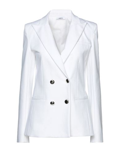 Amen Woman Suit Jacket White Size 12 Cotton, Elastane