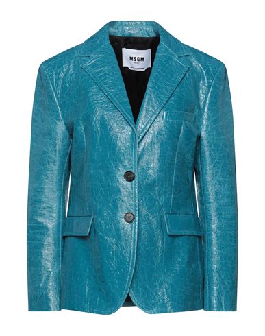 Woman Blazer Light blue Size 4 Cotton, Polyurethane