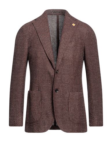 Lardini Man Blazer Rust Size 42 Wool, Silk, Cotton, Linen, Polyamide In Red