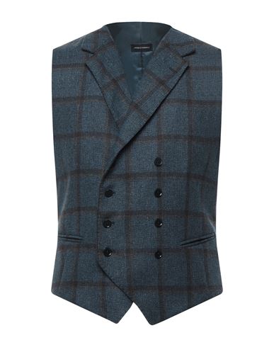 Angelo Nardelli Man Vest Slate Blue Size 40 Virgin Wool, Cashmere
