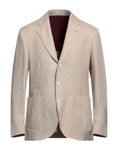 Brunello Cucinelli Man Blazer Beige Size 40 Linen, Wool, Silk