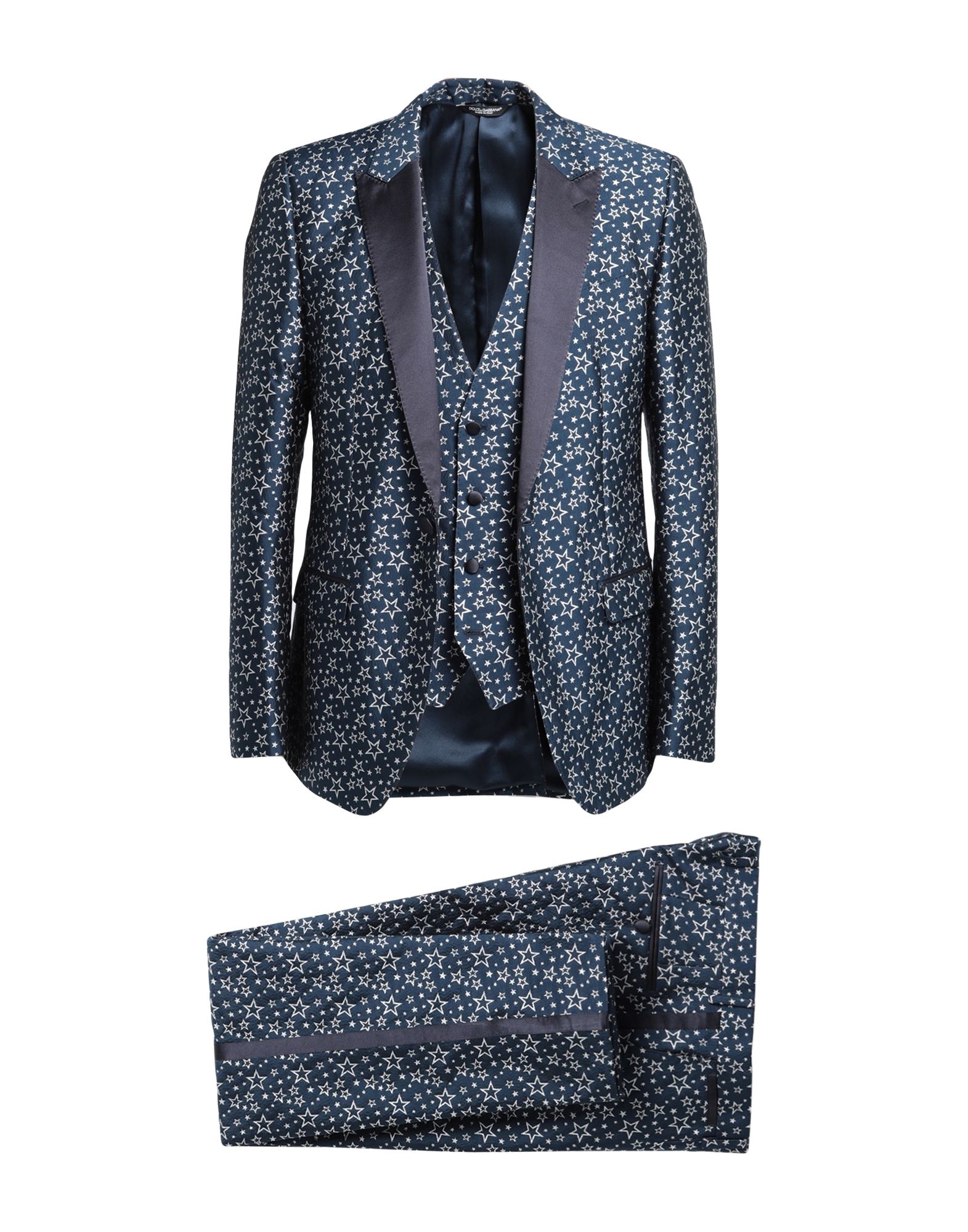 Dolce & Gabbana Man Suit Blue Size 38 Polyester, Metallic Fiber, Polyamide, Silk