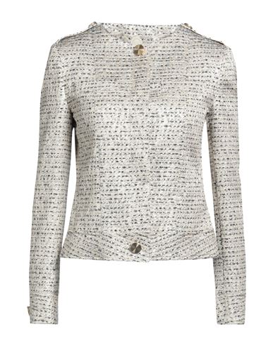 Woman Blazer Platinum Size 8 Polyester, Cotton, Polyamide, Acrylic