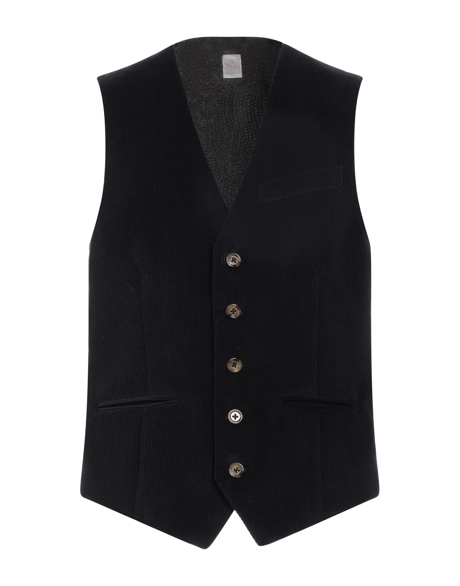 Shop Eleventy Man Tailored Vest Black Size 38 Cotton, Cashmere