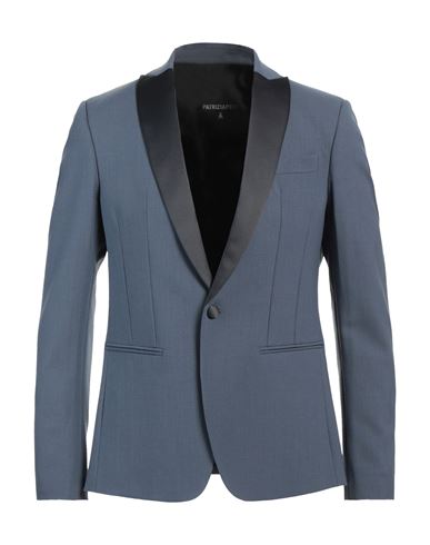Patrizia Pepe Man Suit Jacket Slate Blue Size 38 Polyester, Virgin Wool, Elastane