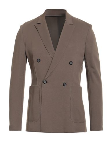 Paolo Pecora Man Blazer Taupe Size 40 Viscose, Polyamide, Elastane In Gray