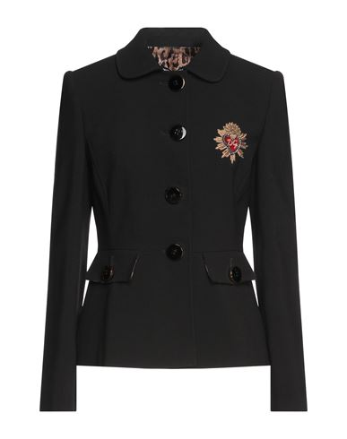 Dolce & Gabbana Woman Blazer Black Size 2 Virgin Wool, Elastane, Brass, Silk, Glass