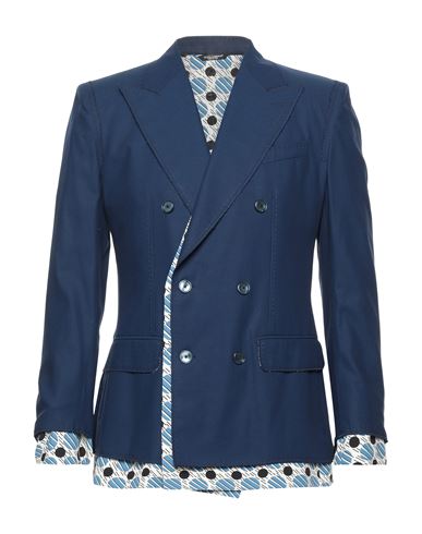 Dolce & Gabbana Man Blazer Blue Size 44 Cotton, Viscose, Silk