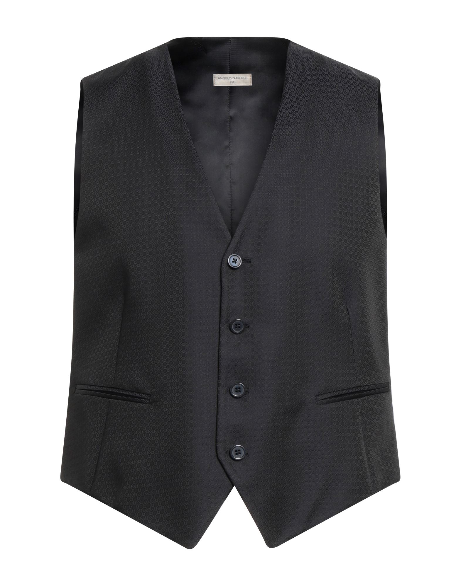 Shop Angelo Nardelli Man Tailored Vest Black Size 36 Polyester, Virgin Wool