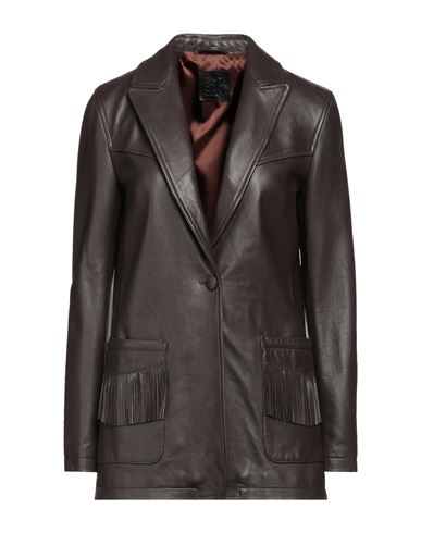 Blouson Woman Suit Jacket Dark Brown Size 2 Ovine Leather