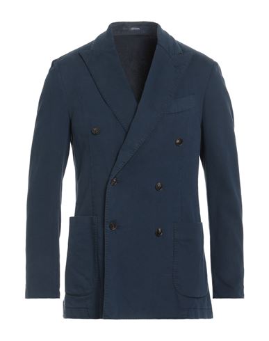 Drumohr Man Blazer Navy Size 48 Cotton, Elastane In Blue