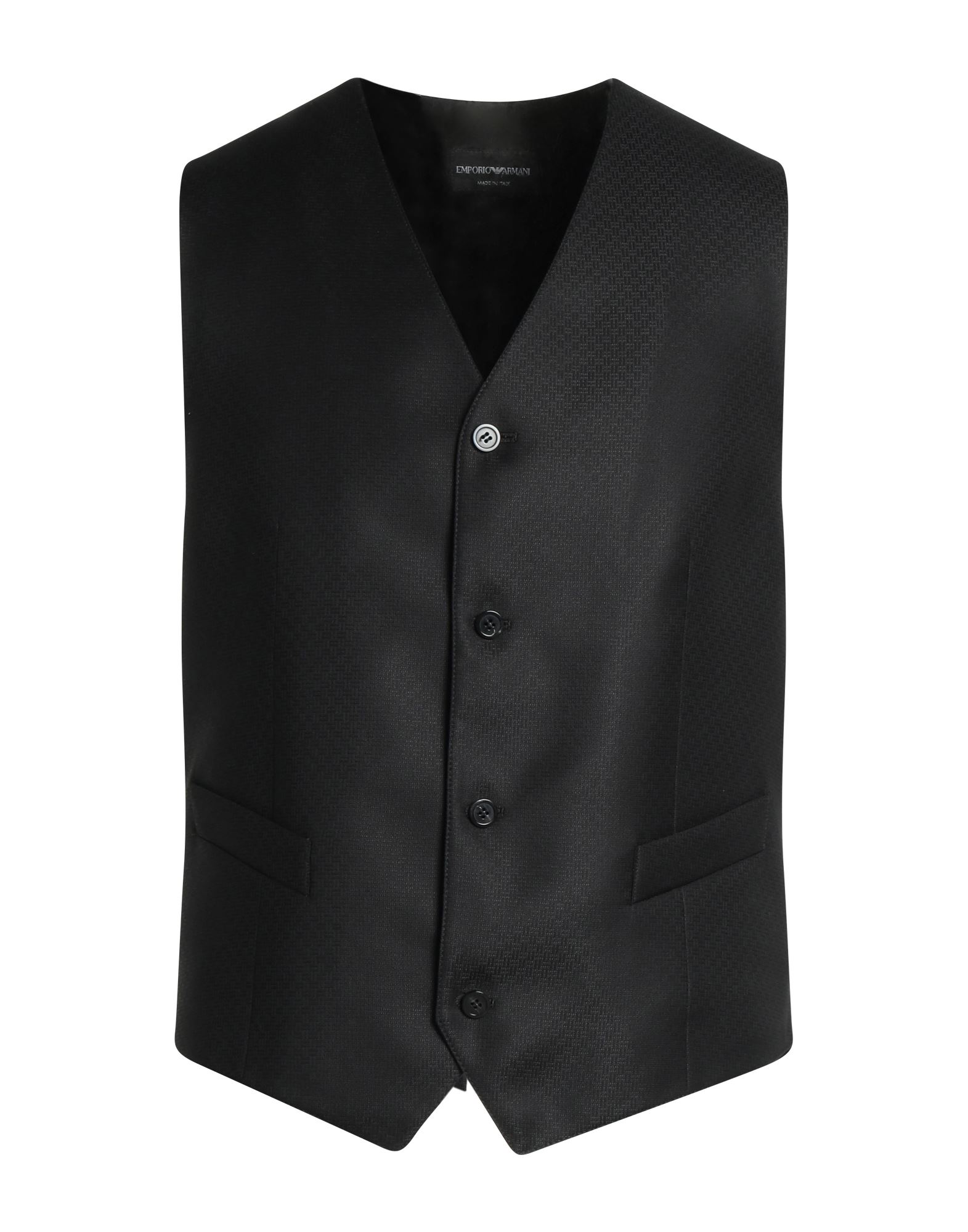 Shop Emporio Armani Man Tailored Vest Black Size 42 Virgin Wool, Silk
