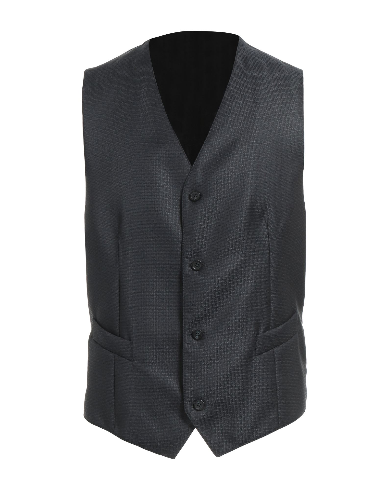 Shop Emporio Armani Man Tailored Vest Midnight Blue Size 44 Virgin Wool, Silk