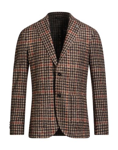 Lubiam Man Blazer Dark Brown Size 42 Acrylic, Virgin Wool, Polyester In Brown