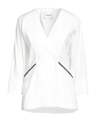 Dondup Woman Blazer Ivory Size 2 Cotton, Polyester In White