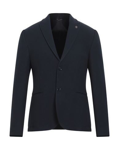 Grey Daniele Alessandrini Man Suit Jacket Navy Blue Size 40 Polyester, Viscose, Elastane