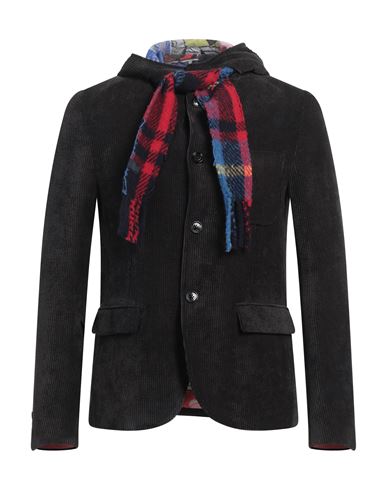 Grey Daniele Alessandrini Man Blazer Black Size 42 Polyester, Polyamide, Elastane In Black