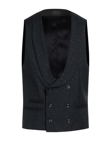 Asfalto Man Tailored Vest Black Size 42 Viscose, Virgin Wool