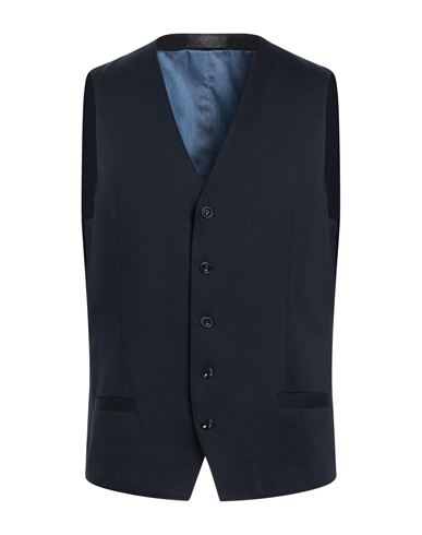 Asfalto Man Tailored Vest Midnight Blue Size 42 Rayon, Polyamide, Elastane