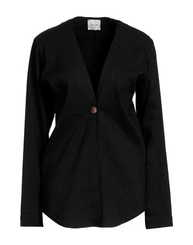 Alysi Woman Blazer Black Size 6 Linen, Viscose, Elastane