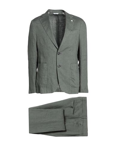 Manuel Ritz Man Suit Military Green Size 38 Linen
