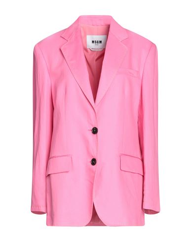 Msgm Woman Blazer Fuchsia Size 4 Linen, Lyocell In Pink