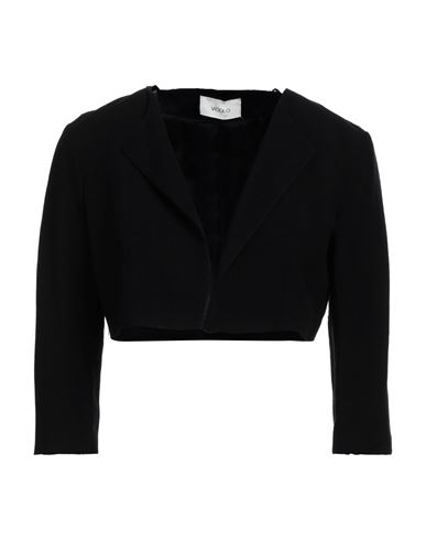 VICOLO VICOLO WOMAN BLAZER BLACK SIZE M VISCOSE, LINEN 