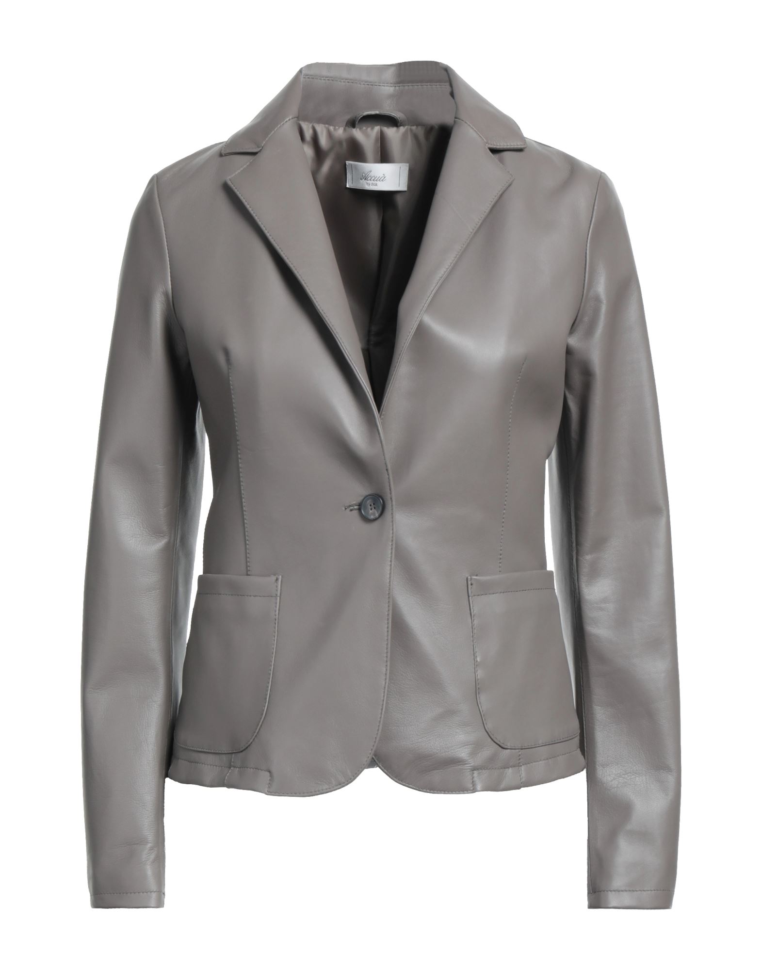 Accuà By Psr Woman Suit Jacket Lead Size 6 Soft Leather In Grey