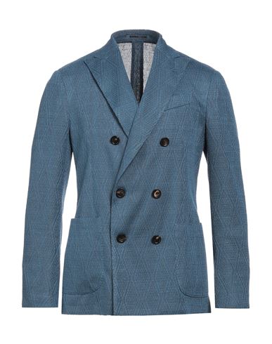 Lardini Man Suit Jacket Pastel Blue Size 42 Linen, Polyamide