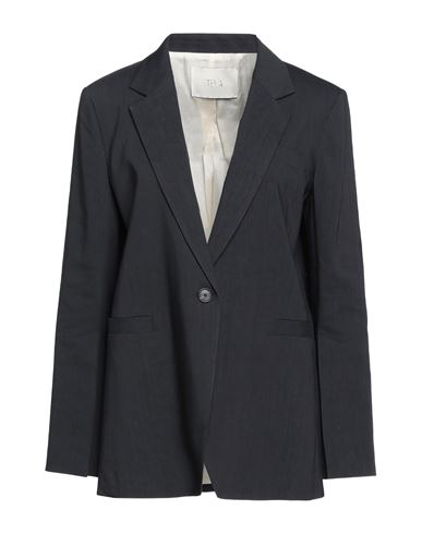 Tela Woman Suit Jacket Black Size 8 Viscose, Linen, Elastane